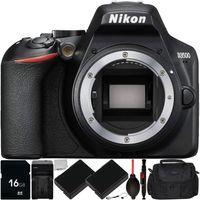 Nikon D3500 DSLR Camera (Body Only) with 9PC Accessory Bundle - Includes 16GB SD Memory Card + 2X Replacement Battery (EN-EL14) + AC/DC Rapid Home & Travel Charger + More (Renewed)