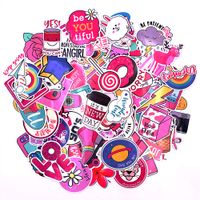 Stickers for Water Bottles,110pcs Lovely Pink Vinyl Decal Stickers for Teens Girls, Skateboard Guitar MacBook Luggage Car Bike Motorcycle Stickers Door - Waterproof - [No-Duplicate Sticker Pack]