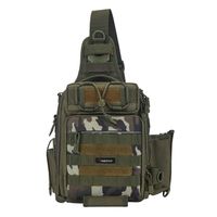 Piscifun Water-Resistant Outdoor Tackle Bag Single Shoulder Fishing Tackle Storage Bags Durable Handbag Crossbody Bag Multifunctional Bags for Camping Hiking Travelling Army Green Camoflauge
