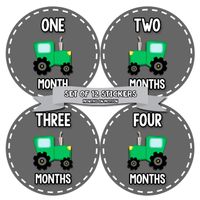 Months in Motion Monthly Stickers for Boy - Monthly Milestone Sticker - 12 Monthly Milestone Stickers - Baby Month Stickers for Infant First Year - Belly Stickers - Tractor Farm