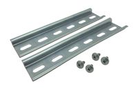 Electrodepot Slotted Steel Zinc Plated DIN Rail, 35mm x 6", Silver - 2 Pieces with 4 #10 Stainless Steel Screws