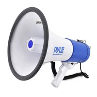 Pyle Megaphone Speaker PA Bullhorn with Built-in Siren - 50 Watts Adjustable Volume Control and 1200 Yard Range - Ideal for Football, Baseball, Basketball Cheerleading Fans & Coaches or for Safety Drills (PMP50)
