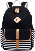 Travel Laptop Backpacks Womens Girls College School Backpack with USB Charger Port and over Luggage Trolley Sleeve (Black)