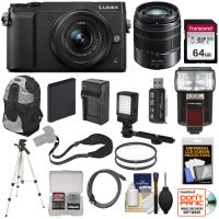 Panasonic Lumix DMC-GX85 4K Wi-Fi Digital Camera & 12-32mm & 45-150mm Lens (Black) with 64GB Card + Battery + Charger + Backpack + Tripod + Flash + Filters Kit
