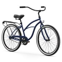 sixthreezero Around The Block Women's Single-Speed Beach Cruiser Bicycle, 26" Wheels, Navy Blue with Black Seat and Grips