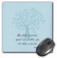 3dRose LLC 8 x 8 x 0.25 Inches Mouse Pad, Be The Change You Wish to See Tree Gandhi Quote (mp_164655_1)