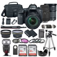 Canon EOS 6D Mark II DSLR Camera Bundle w/Canon EF 24-105mm f/3.5-5.6 is STM Lens + Sigma 70-300mm f/4-5.6 DG Autofocus Lens + 2pc SanDisk 32GB Memory Cards + Premium Accessory Bundle Kit (20 Items)