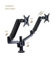 Heavy Duty Dual Monitor Desk Arm/Stand by TrenDesks，Pull Adjustable, VESA Mount 75 and 100 Compatible, Attaches 2 LCD Monitors (Up to 24") Side-by-Side