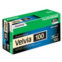 Fujifilm 16326107 Fujichrome Velvia 120mm 100 Color Slide Film ISO 100 - 5 Roll Pro Pack (Green/White/Purple)