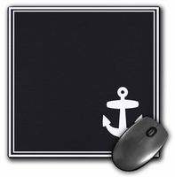 3D Rose"Contemporary Nautical White Boat Anchor in Corner On Stylish Sleek Elegant Black with White Border" Matte Finish Mouse Pad - 8 x 8" - mp_57499_1