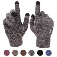 Achiou Winter Warm Touchscreen Gloves for Women Men Knit Wool Lined Texting (Black & White, X-Large)