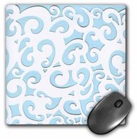3dRose LLC 8 x 8 x 0.25 Inches Mouse Pad, White Scrolls on Blue (mp_37210_1)
