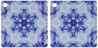 3dRose Blue White Abstract Flower Floral Kaleidoscope Fractal Art Key Chains, Set of 2 (kc_185051_1)