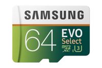 Samsung 64GB 100MB/s (U3) MicroSDXC EVO Select Memory Card with Full-Size Adapter (MB-ME64GA/AM)