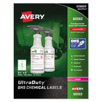 Avery UltraDuty GHS Chemical Labels for Laser Printers, Waterproof, UV Resistant, 3.5" x 5", 200 Pack (60503)