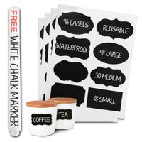 96 Premium Chalkboard Labels Bulk - Free Erasable Chalk Pen - Dishwasher Safe Chalk Board Mason Jar Labels - Removable Waterproof Blackboard Sticker Label for Jars Glass Bottle Kids