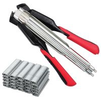 Proster C-Type C7 Hog Ring Plier Manual Hog Ring Gun Hog Ring Staple Fence Pliers Gun Nailer Pliers with 2500pcs C-Type Hog Rings for Feed Fence Birdcage