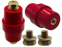 LBY 2pcs Busbar Insulator, SM-70 Polyester Standoff Insulators with Screw(M10), High-Strength Busbar Insulator Supporter, Resin(Red)
