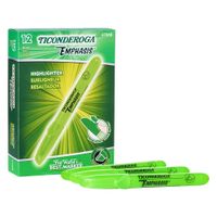 TICONDEROGA Emphasis Fluorescent Highlighters, Desk Style, Chisel Tip, Green, 12-Pack (47068)