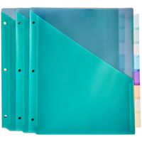 AmazonBasics Two Pocket Plastic Dividers, 8 Tab Set, Multicolor, Pack of 3 Sets