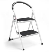 Delxo 2 Step Stool Folding Step Stool Steel Stepladders with Handgrip Anti-Slip Sturdy and Wide Pedal Steel Ladder 330lbs White and Black Combo 2-Feet (WK2061A-2) (2 Step Stool)