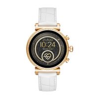 Michael Kors Access Women's Sofie Heart Rate' Stainless Steel Touch-Screen Smartwatch with Silicone Strap, White, 18 (Model: MKT5067)
