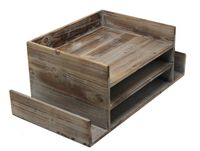 Executive Office Solutions Vintage Rustic Wooden Office Desktop Mail Organizer Rack For Paper, Documents, Notebooks - Distressed Torched Wood - Store Supplies, Desk Accessories, Mail - Barnwood (WO14)