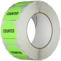 TapeCase INVLBL-023"Counted" Inventory Control Label in Green [Pack of 1000] - 2 in. Circular Label for Marking, Color Coding, Notating Inventory Items