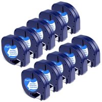 Label KINGDOM Replace Dymo LetraTag Refills 91331 Plastic Label Tape Compatible Dymo LetraTag LT100H Plus QX50 Label Maker, S0721660 LetraTag Label Refill, 1/2 Inch x 23 Feet, Black on White, 10-Pack