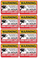 Video Surveillance Sign Reflective Sticker (8 Pack) - Decal Self Adhesive 4 x 3 Inches 4 Mil Vinyl Decal - Indoor & Outdoor Use - UV Protected & Waterproof - Sleek, Rounded Corners