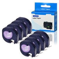 SuperInk 8PK Self-Adhesive LetraTag Label Tape Compatible for DYMO (16952 12267 16951 12268 S0721530) Plastic Black on Clear (12 mm x4 m, 1/2 inch x 13 Foot)