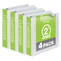 Wilson Jones 2 Inch 3 Ring Binder, Basic Round Ring View Binder, White, 4 Pack (W70362-44W)