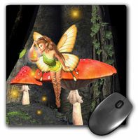 3dRose LLC 8 X 8 X 0.25 Inches Pretty Forest Fairy on Mushroom/Toadstool with Light Mouse Pad (mp_23211_1)