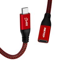 USB C Extension Cable 6Ft, RIITOP USB 3.1 Type-C (Gen2) 10Gbps Male to Female Cord Support Charging & Data for Nintendo Switch, MacBook Pro, Dell XPS (Thunderbolt 3 Compatible)