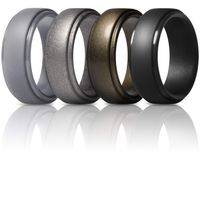 ThunderFit Silicone Rings for Men - 4 Pack Rubber Wedding Bands (Black, Men Bronze, Silver, Grey, 11.5-12 (21.3mm))