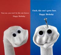 Quiplip Sock Em's Birthday 6) Greeting Cards