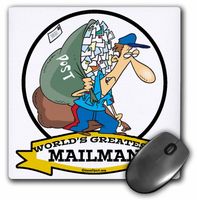 3dRose Funny Worlds Greatest Mailman Occupation Job Cartoon Mouse Pad (mp_103331_1)
