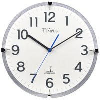 Tempus Contemporary Radio Controlled Wall Clock, Plastic Frame, 10.5", Silver (TC1236724S)