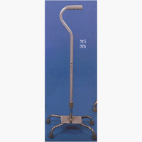 Quad Cane - Small base-6" x 8", with center balance offset handle and nylon security nut. Adjusts from 31" - 37".