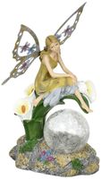 Solaration8482; Fairy on Calla Lilies Solar Light with Crackle Glass Globe, 11-Inch