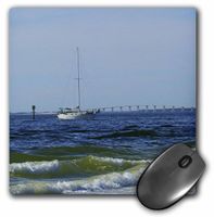 3dRose LLC 8 x 8 x 0.25 Inches Mouse Pad, Sailboat Waves and Sanibel Florida Bridge (mp_39075_1)