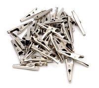 iExcell 100 Pcs 1.4"/35mm Steel Alligator Clip Crocodile Clamps, Silver Tone Nickel Plated, Come in a Plastic Case