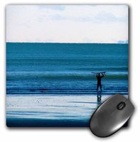 3dRose LLC 8 x 8 x 0.25 Inches Mouse Pad, A Surfer at The Ohope Beach in New Zealand Carrying His Surf Board and Walking Back in with The Tide (mp_48392_1)