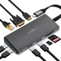 USB C HUB - 10-in-1 Type C Docking Station, 4K HDMI, 1080P VGA, 4 USB 3.0 Ports, 100W USB-C PD Fast Charge, SD & Micro SD Slot with 1 Ethernet Port, Compatible with All USB 3.1 Gen 2 Device
