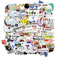 COMKI Cool Vinyls Graffiti Decoration Stickers (100pcs No-Duplicate Pack),Programming Stickers of IT Logo and Geek Coder Developer Programmer Decoration Open Sources Linux(Collection_Geek Programming)
