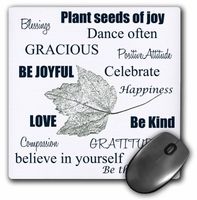 3dRose LLC 8 x 8 x 0.25 Inches Mouse Pad, Inspirational Typography Word Art with Leaf (mp_123530_1)