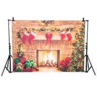 FOCUSSEXY 7x5ft Christmas Fireplace Theme Backdrop for Photography Tree Sock Gift Decorations for Party Supplies Photo Background Pictures Banner Studio Decor Booth Props
