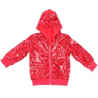 Cilucu Kids Jackets Girls Boys Sequin Zipper Coat Jacket for Toddler Birthday Christmas Clothes Hoodie Red 4-5T
