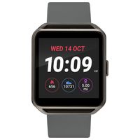 iConnect by Timex TW5M31300 Gunmetal Square Smartwatch, Gray Silicone Strap