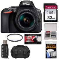 Nikon D5600 Digital SLR Camera & 18-55mm VR DX AF-P Lens with 32GB Card + Case Kit (Renewed)